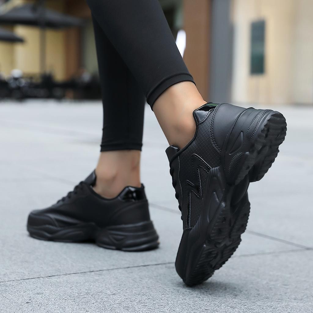 Spring and Autumn Platform Shoes Black Dad Shoes Casual Sports Shoes Lightweight Non-slip Waterproof Shoes