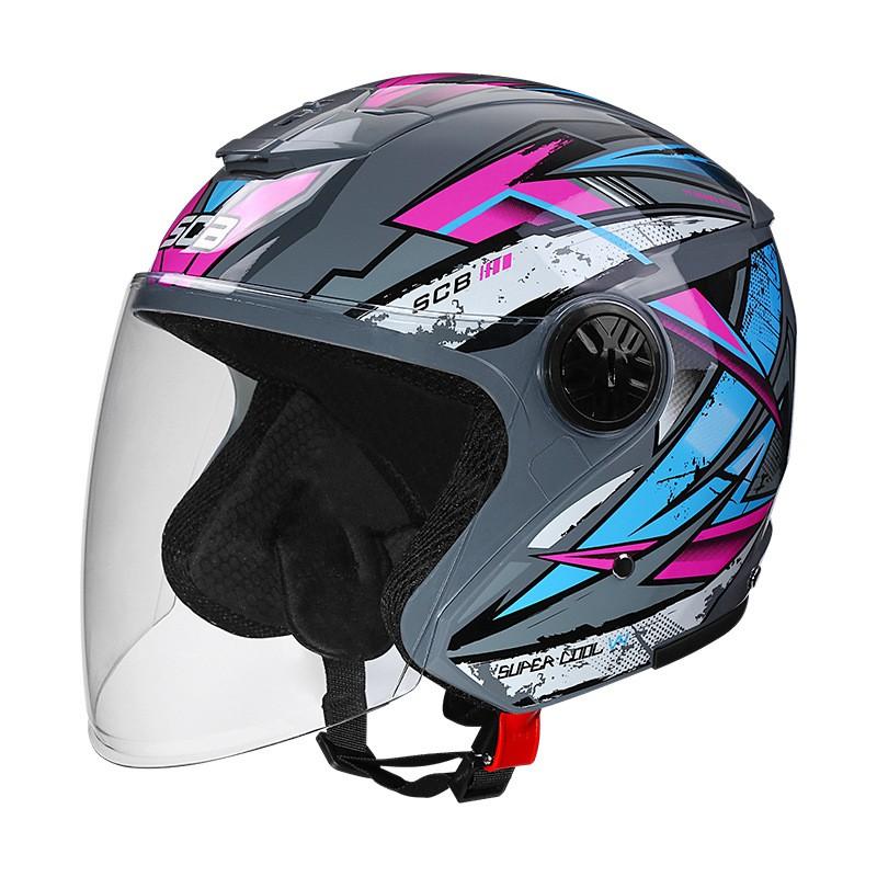 4 Season Motorcycle Half Helmet E-bike Men Women Clear Lens Universal Fit