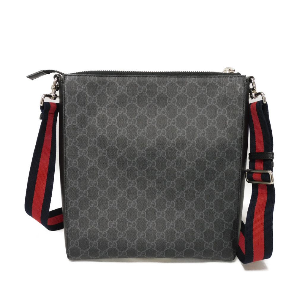 Used GG Supreme Messenger Bag 9539 474137 9F23N 8850 7921 Logo Applique Web Embroidery Black Men's from Japan AUTHENTIC