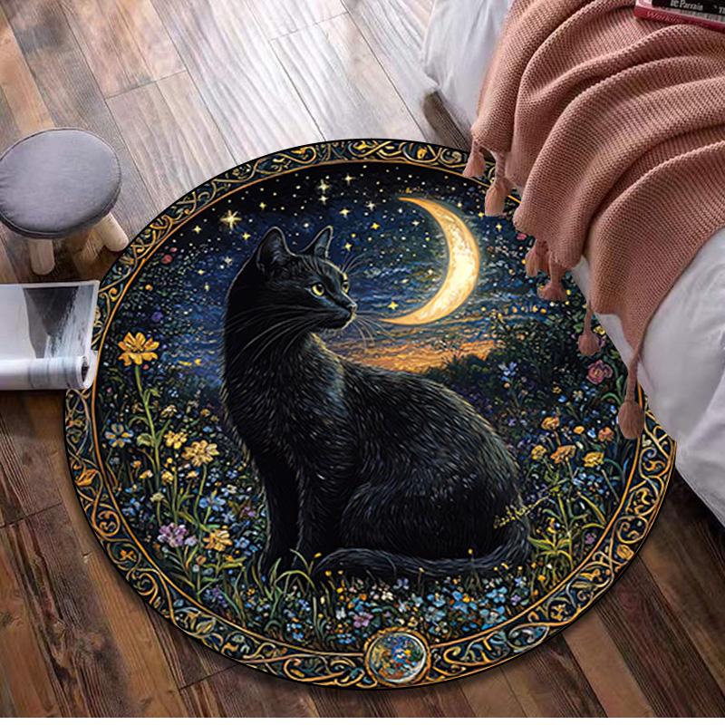 Animal  Circular Rug Office Decorative Carpet For Living Room Bedroom Door Mat Floor Rug Computer Chair Area Rug Viking Theme Decor