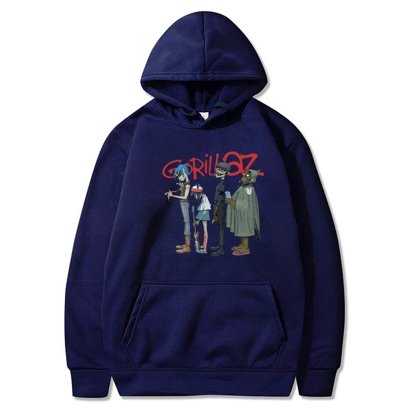 Music Band Gorillaz PUNK ROCK Hoodie Women Hoodie 90s V-neck Hoodie Short Sleeve Hoodie Clothes Vintage Clothing