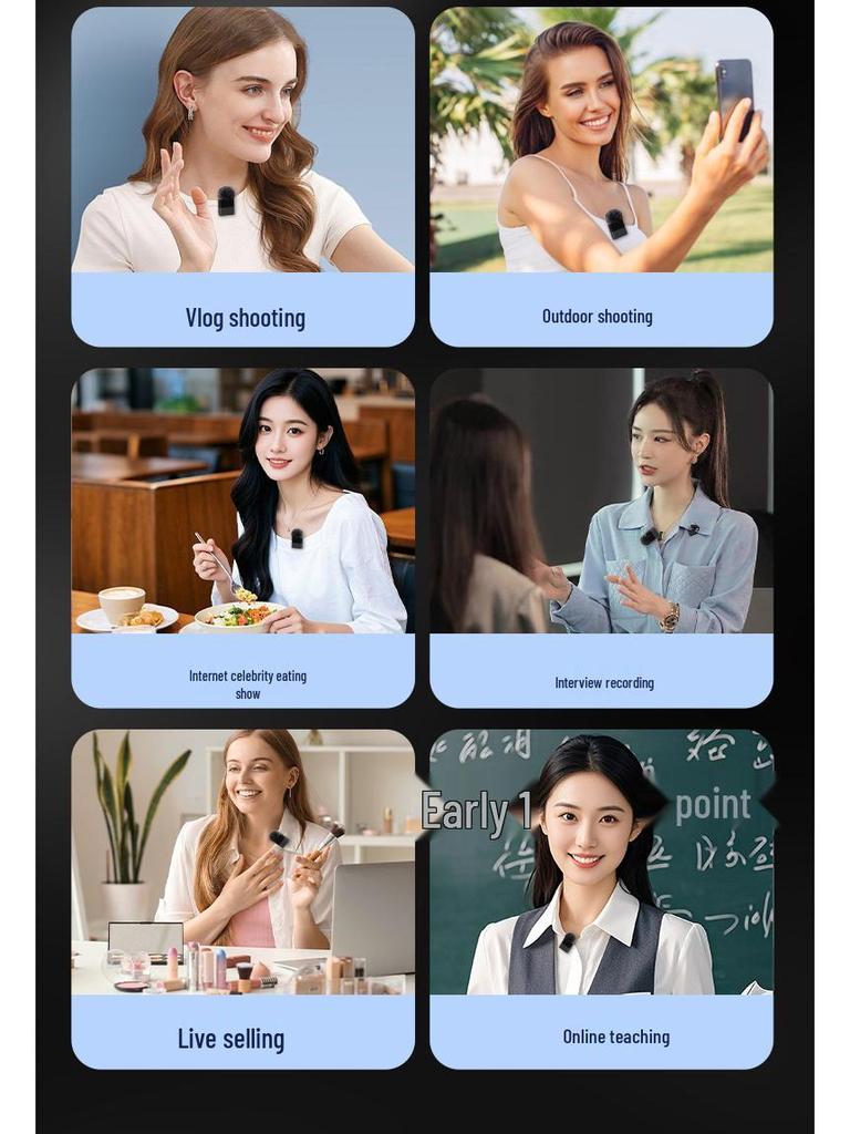 Wireless Lavalier Microphone for Outdoor Mobile Audio and Video Recording with Noise Reduction