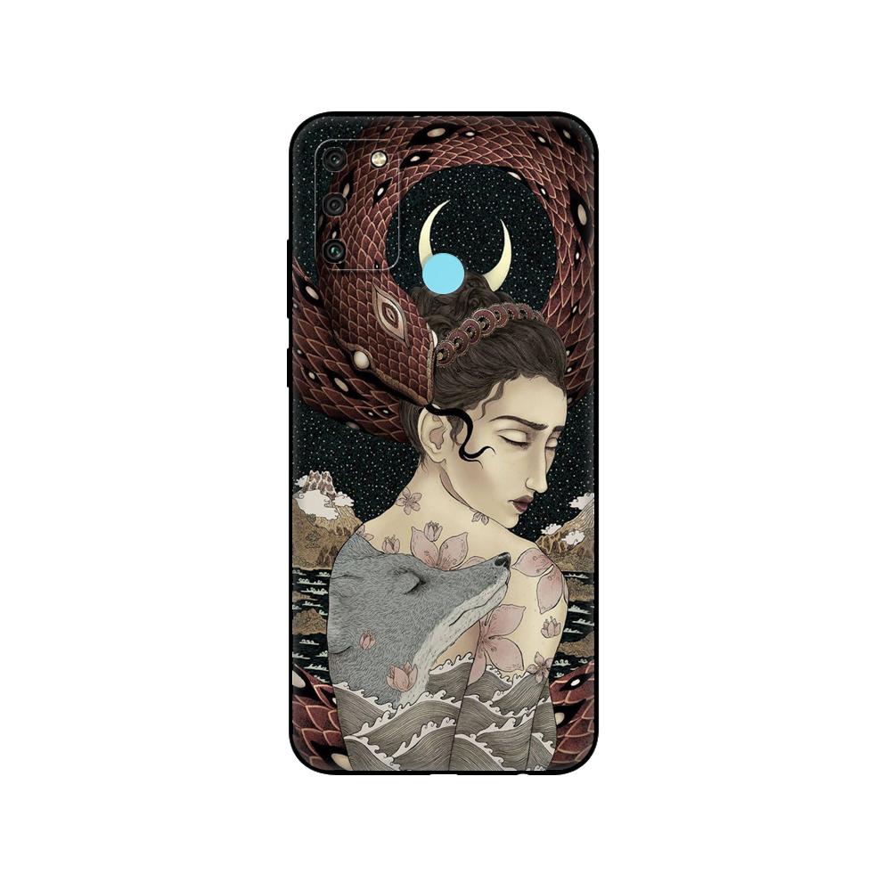 Black Tpu Case For Huawei Honor 8a Prime 8s Prime 9 Lite Honor 9A 9C 9X Premium 9x Pro 9S Case Cover Japanese Style Art
