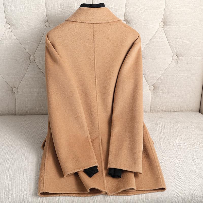New small double-sided cashmere coat for women, short loose wool coat for women