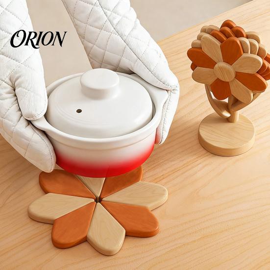 Space Saving Kitchen Organizers Sunflower Trivets for Hot Dishes, Heat Resistant Beech Wood Pot Holder, Proof Mats Dutch Ovens Decorative Tree