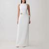 Spring and Summer New European Beautiful Women Round Neck Sleeveless Dress Temperament Hip-wrapped Hollow Pleated Temperament Long Dress