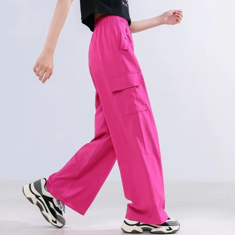 Girls Wide Leg Pants Children's Ice Silk Trousers Anti Mosquito Pants Teen Sports Style Clothing Kids Streetwear Cargo Pant