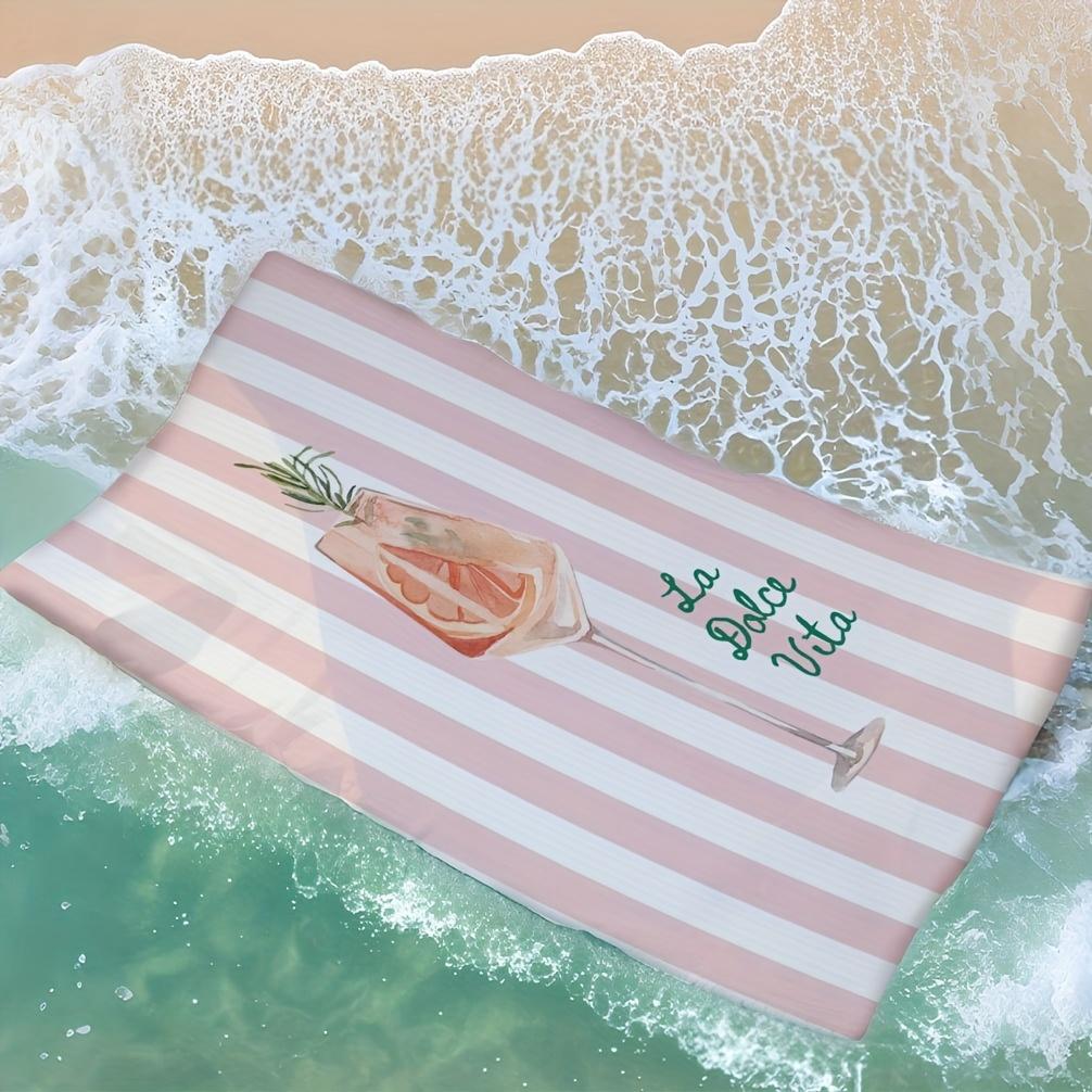 1pc Oversized Italian Pink Aperol Spritz Beach Towel - Super Soft & Highly Absorbent, Quick-Dry Durable for Summer Seaside