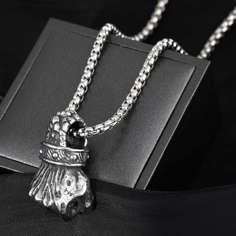 Mens Cool Titan Steel Necklace With Eyecatching Fist Pendant For Contemporary Statement Fashion