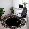 1PC Floral Embroidery Office Round Rug, Non Slip, Soft and Durable Office Rug for Interior Decoration, Perfect for Office