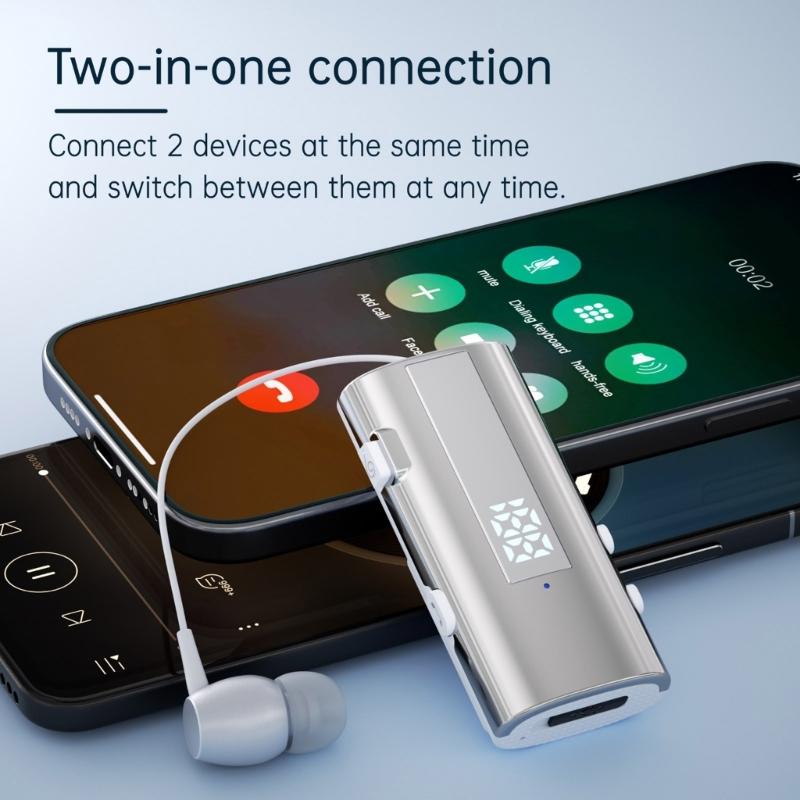 Wireless Bluetooth-compatible 6.0 Lavalier Headset Featuring 30 Hours Call Time 50 Hours Music Playbacks Vibration Alert for Business