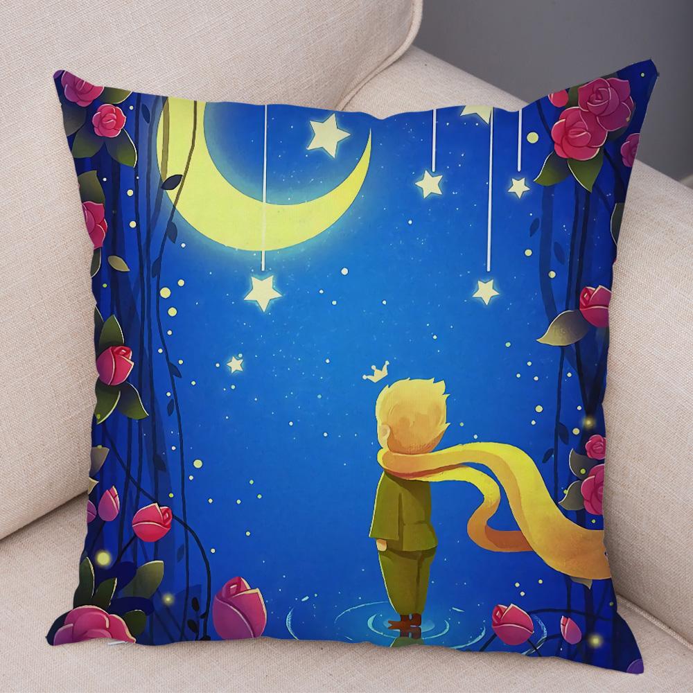 Little Prince Cushion Cover Decor France Anime Cartoon Print Pillow Case for Sofa Home Children Room Soft Plush Throw Pillowcase
