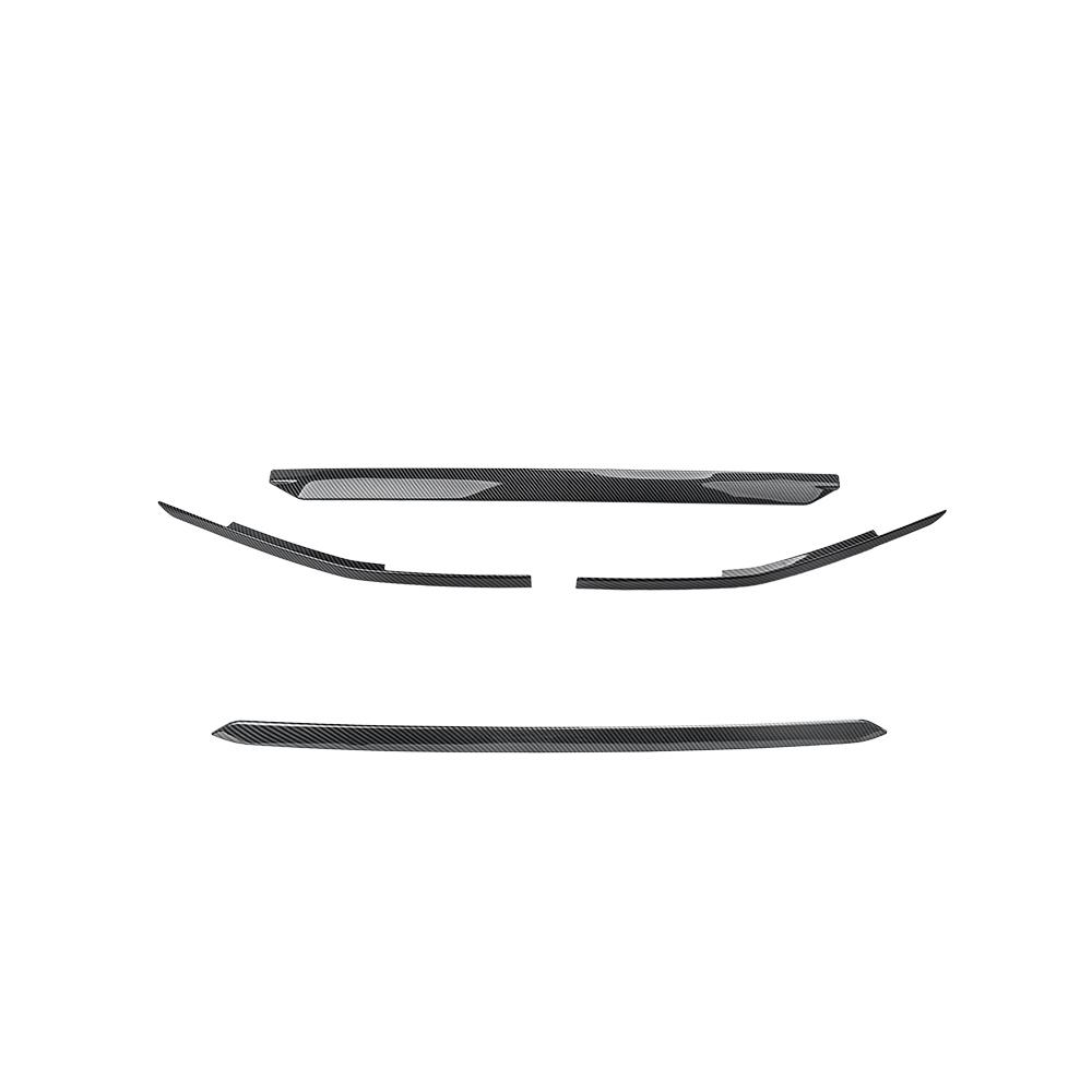

For Kia EV9 4 PCS Auto Carbon Fiber Piano Black Exterior Front Bumper Mesh Decorative Stripes Mouldings LHD RHD