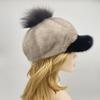 Mink Fur Hats for Women Brim Pompom Hat Winter Warm Solid Genuine Luxury Fur Baseball Cap High Quality Female Stylish Headwear