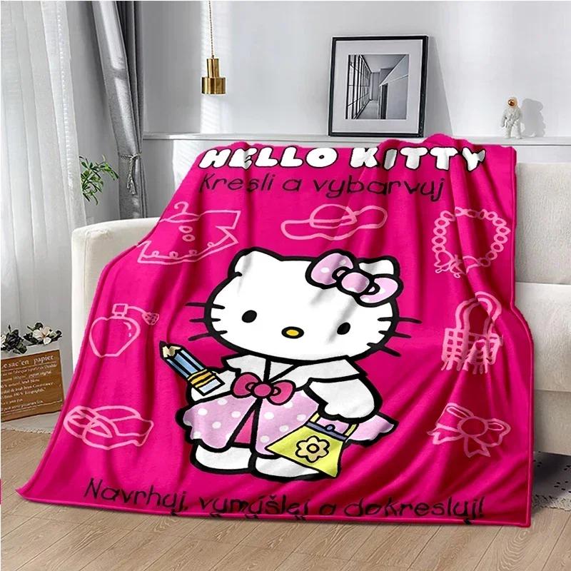 HelloKitty Cartoon Anime Kawaii Blanket for Kids Super Soft Cute Blanket for Travel Bedding Couch Sofa Bed Blanket Birthday Gift