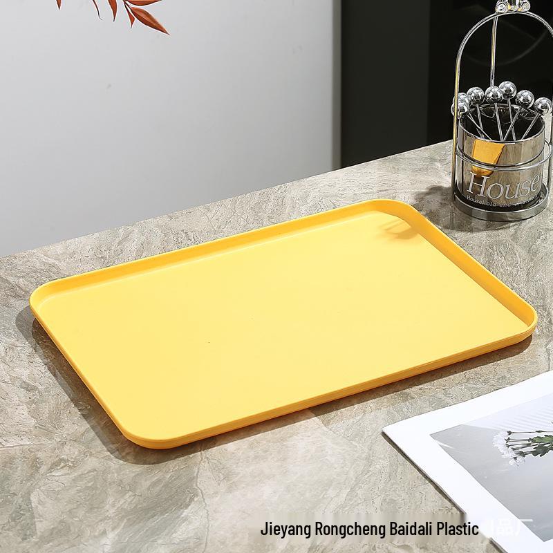 Wheat Straw Rectangular Coffee Table Tray for Teacups and Desserts