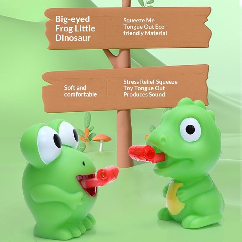 Green Frog Squeeze Toy With Popping Tongue Soft Elastic Texture For Kids Party Favors Stress Relief