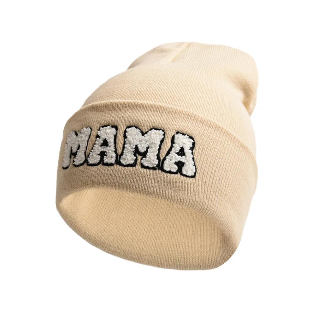 Winter Mama Letter Mini Solid Color Skullies Beanie Hat Outdoor For Women Hip Hop Knitted Caps Girl Casual Warm Ski Beanies Cap