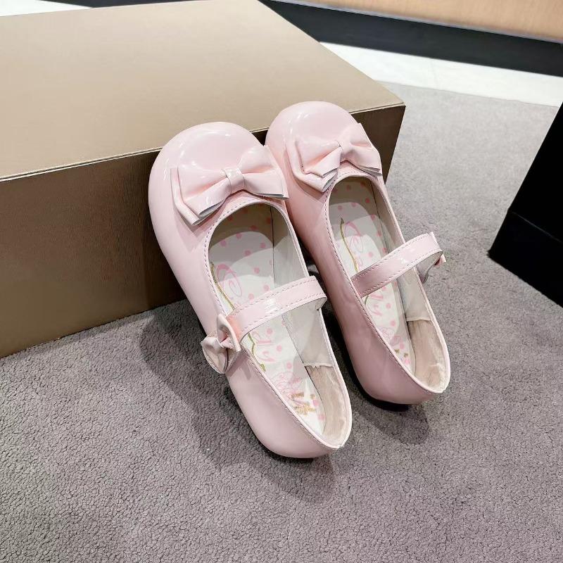 New Cute Butterfly-knot Women Lolita Mary Jane Shoes Concise Thick Heel Leather Shoes Ladies Shallow Pumps