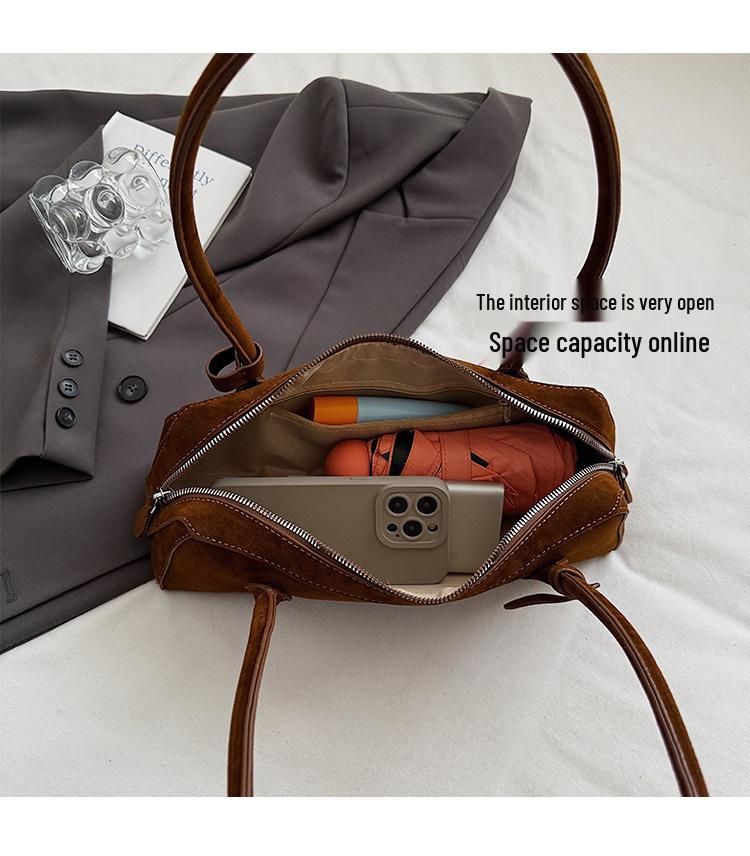 Vielseitige Wildleder-Schultertasche mit großer Kapazität und modischem Design