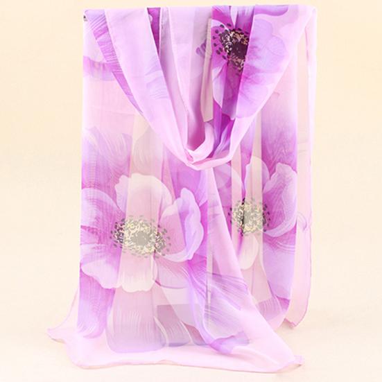 Scarf Floral Fashionable Chiffon Neckerchief Women Graceful Shawl for Dating