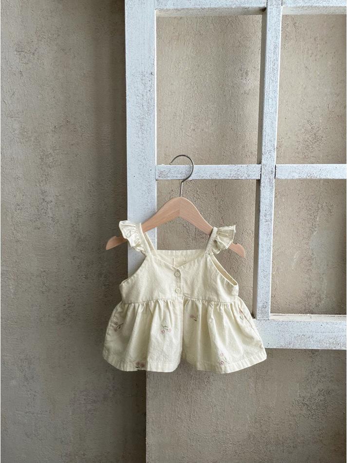 Girls' Embroidered Ruffle Strap Dress & Bloomers - Baby Summer Outfit Set