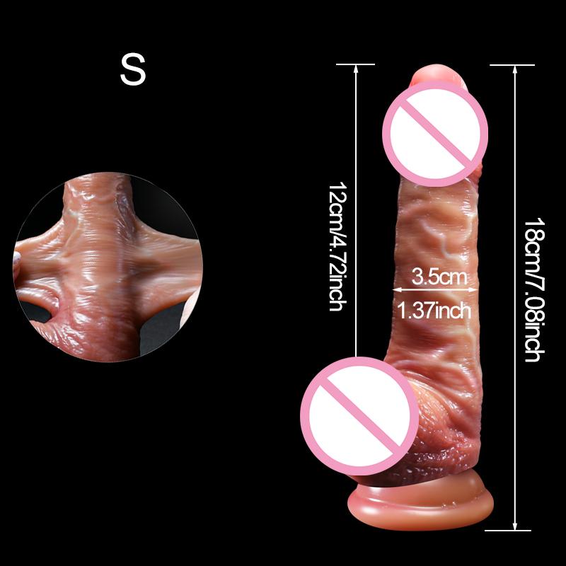 Female Adult Products Strong Suction Cup Bendable Soft Flesh Sex Toy Realistic Liquid Silicone Dildo with Belt for Women