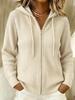 Cardigan lavorato a maglia con cappuccio da donna Autunno/Inverno 2026 - Casual, Vestibilità ampia, Colore tinta unita, Morbido e soffice cappotto maglione con cerniera e coulisse