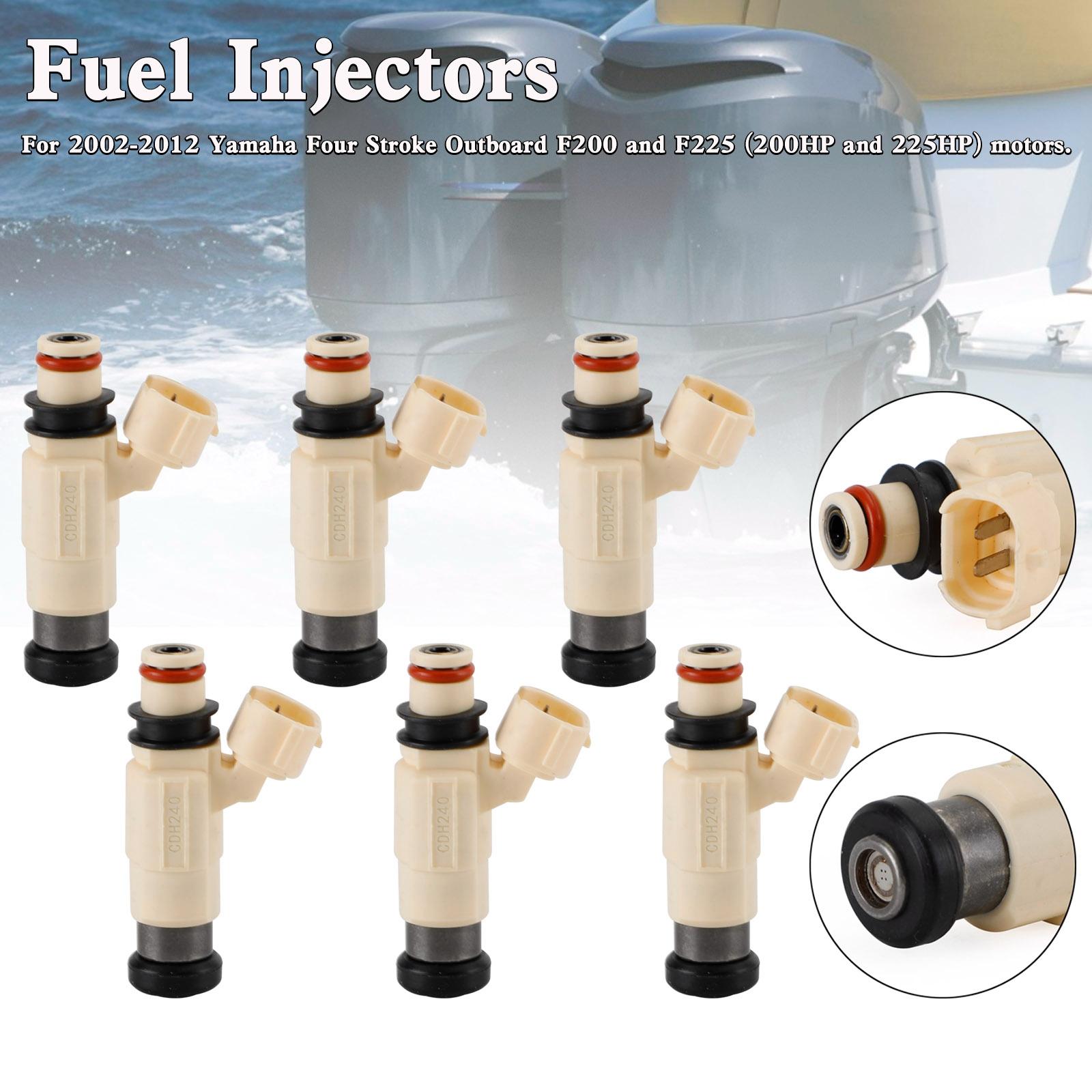 

6PCS CDH-240 Fuel Injectors 69J-13761-00-00 For Yamaha Outboard F200 F225