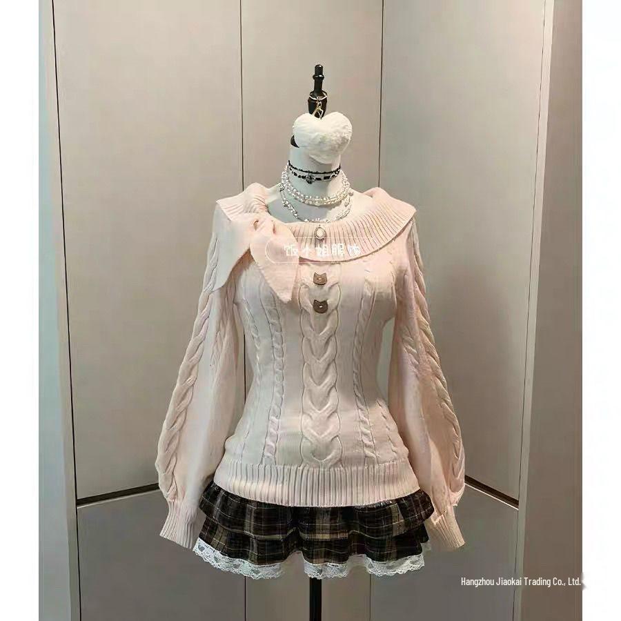 Japanese Retro Petite Rabbit Ear Knit Cardigan for Women Students