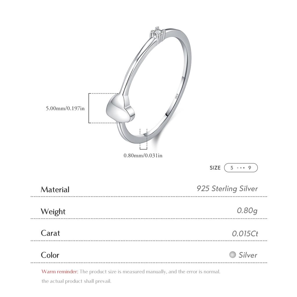 D Color Moissanite S925 Sterling Silver Rhodium/Platinum Plated Minimalist Heart Eternity Band Stackable Thin Ring Women's Daily