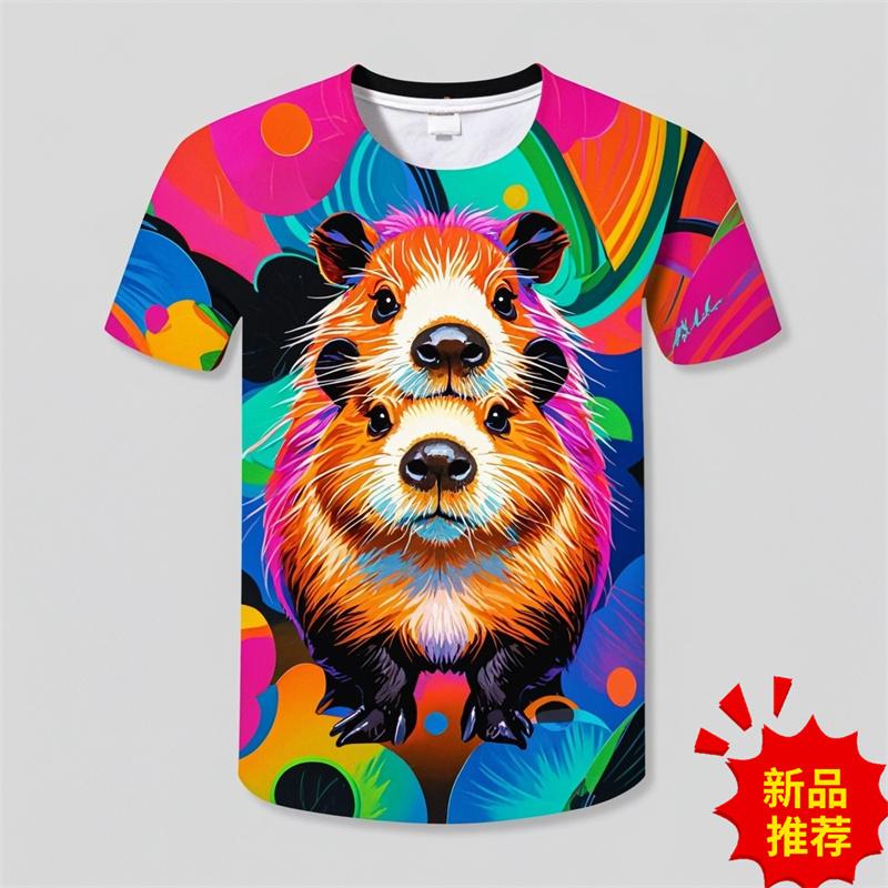 Summer Harajuku 3D Cute Animal Capybara Print T Shirt For Men
