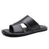 Fashion Solid Color Fashion Casual Leather Slippers for Men Summer New Designer Shoes Male Big Size Driving Roman Slippers Man