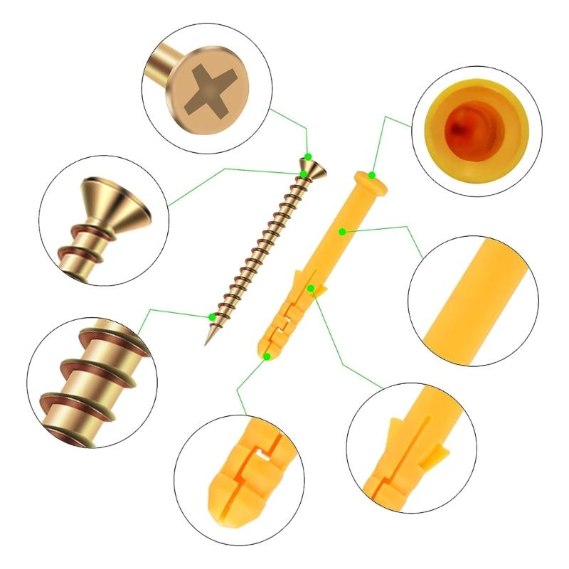Industrial Grade Small Expansion Screws Masonry Screws & Wall Plugs Set 100pcs