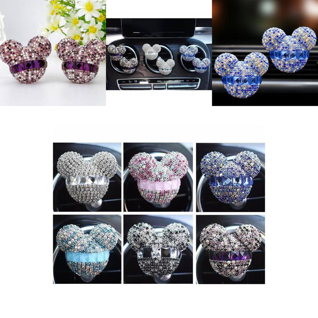 Sparkling Red Car Air Vent Perfume Crystal Design Flower Scent Long-lasting
