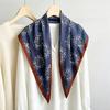 Korean Cashew Nut Color Matching Triangle Twill Seal Waist Fart Curtain Silk Scarf Shawl Women's Four-season Scarf Scarf Scarf Scarf