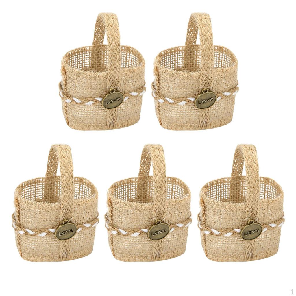 5 Pieces Halloween Party Candy Bag, Wedding Flower Girl Baskets, Multipurpose Carrying Bags