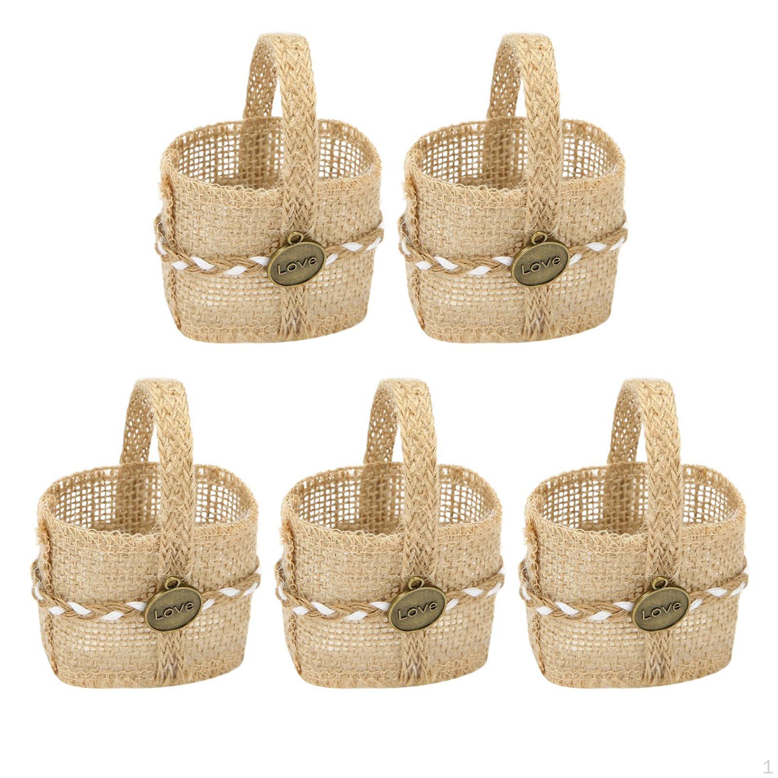 5 Pieces Halloween Party Candy Bag, Wedding Flower Girl Baskets, Multipurpose Carrying Bags Style C