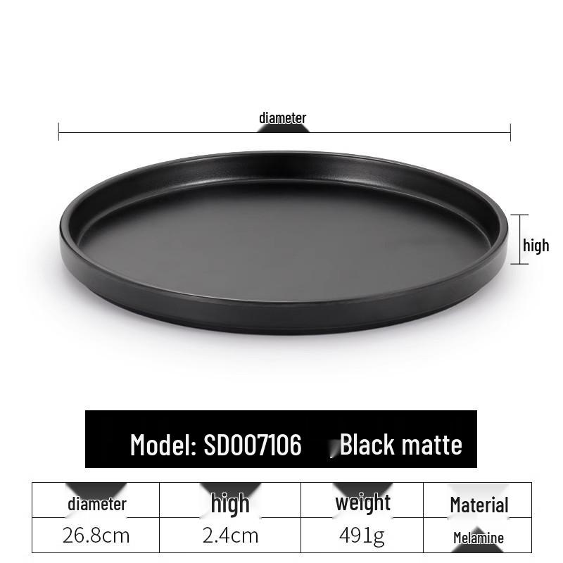 Black Melamine Japanese Sushi Tray - Long Shallow Plate for BBQ & Food Arrangement