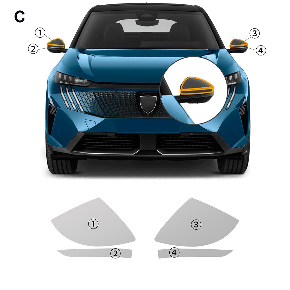 Dla PEUGEOT 3008 2024 2025 Samochodowe Reflektory Lusterka Wsteczne Słupki B C Folia Ochronna Przeciwzarysowaniom Przezroczysta Dymiona Naklejka TPU PPF