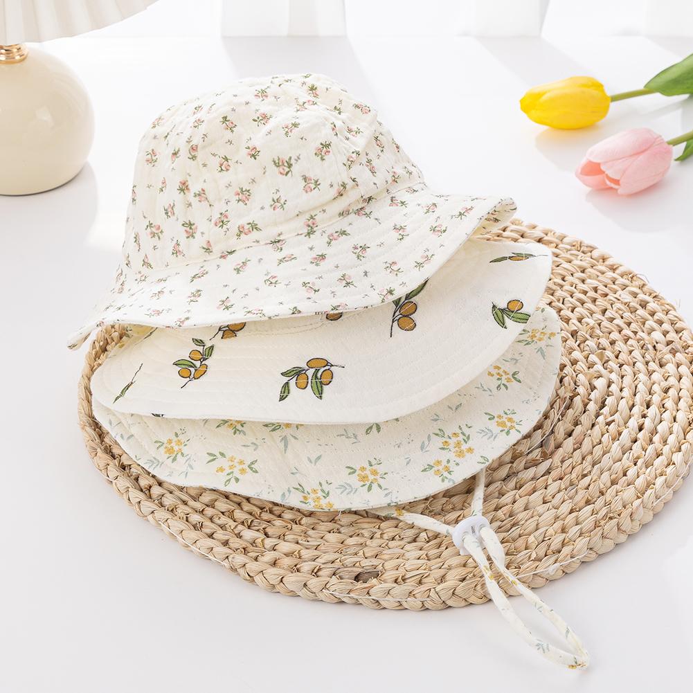 Baby Cotton Bucket Hats New Children Sunscreen Outdoor Caps Boys Girls Print Panama Hat Unisex Beach Fishing Hat For 3-12 Months