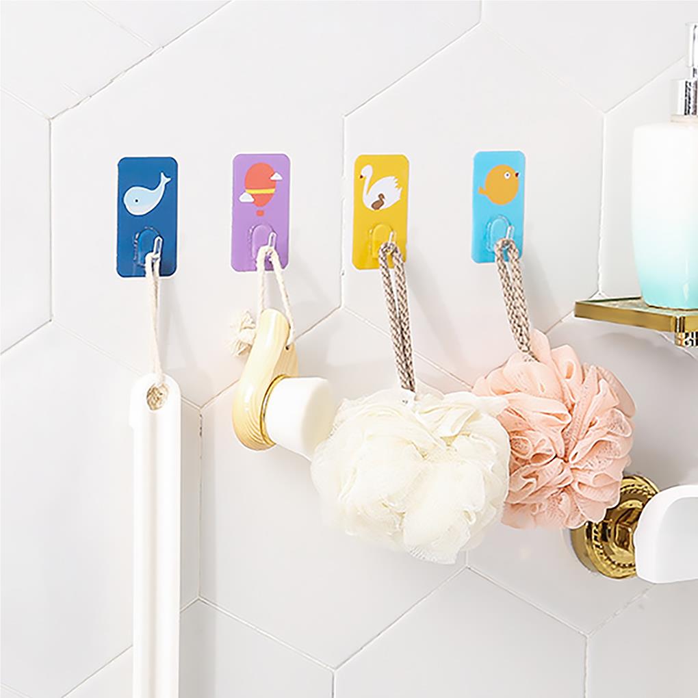 10Pcs Cartoon Hooks Wall-mounted Kitchen Traceless Wall Hook for Bedroom Living Room Toilet