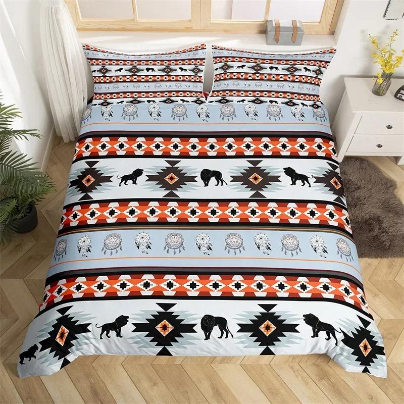 Exotic Horse Duvet Cover Set Queen African Tribal Arrow Western Animal Comforter Cover Microfiber Aztec Farm Animals Bedding Set