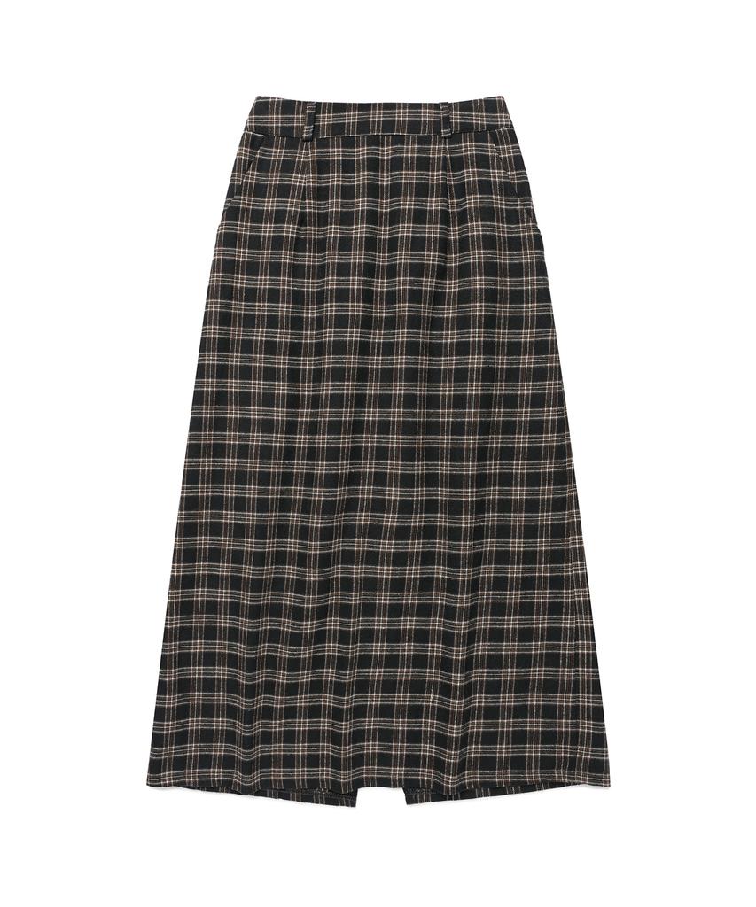 Pluna Studio Classic Check Long Skirt_Black