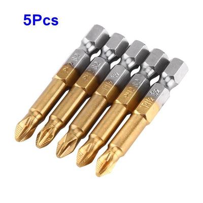 5Pcs Ph2  Screwdriver Bits Set Anti-Skid 1/4 Inch Hex Shank 50Mm