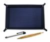 Grained Leather Pen Tray In with a Silver Pen and a Retro Maple Wood Barrel Ballpoint Pen Set Japanese-made Blue, Metal-touch (TRAL-ALST-HS47S)