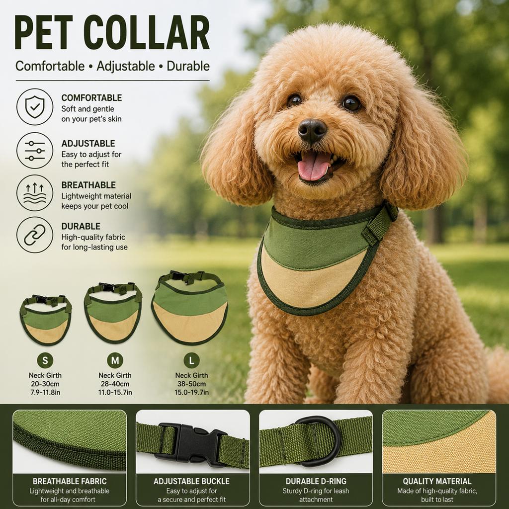 Dog Collar No Neck Tightening Edge‑Wrapped Comfortable Adjustable Teddy Bichon Dirt Resistant Scarf Pet Supplies