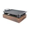 Tabletop Barbecue, Non-Stick Wooden Base Portable Alcohol Stove Compact Barbecue, Outdoor Griddle | Camping Plate for Restaurant Home Camping