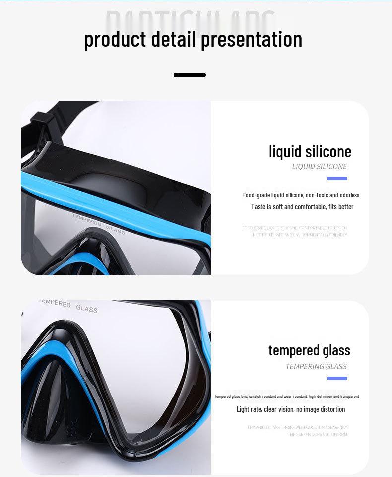 Maschera da Immersione in Silicone per Bambini e Adulti con Snorkel - Lente in Vetro Temperato HD, Montatura Grande