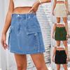 Ladies Fashion Wash Edge Denim Short Skirt Skirt